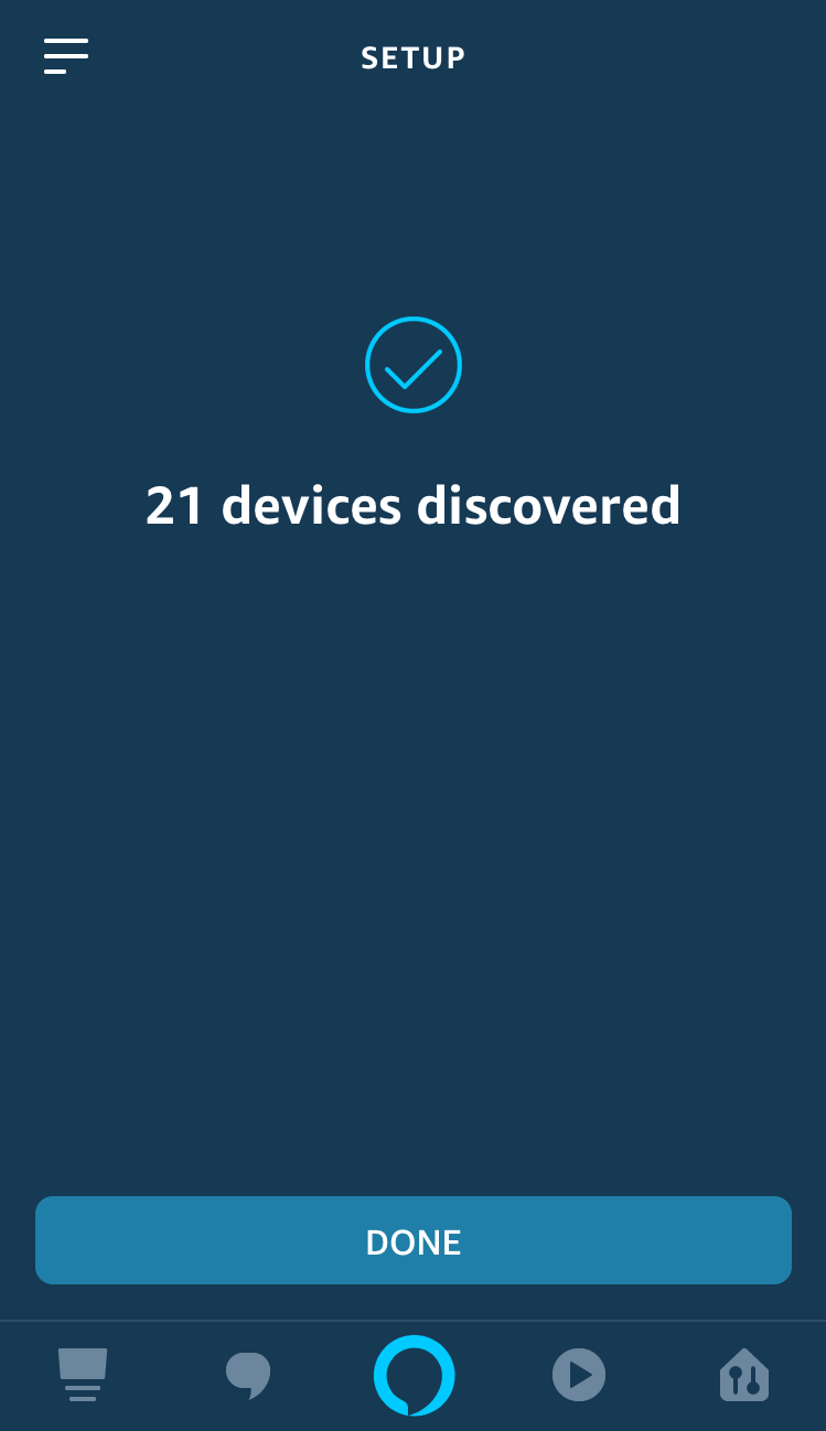 Screenshot: "Discovery Complete" in Alexa mobile app