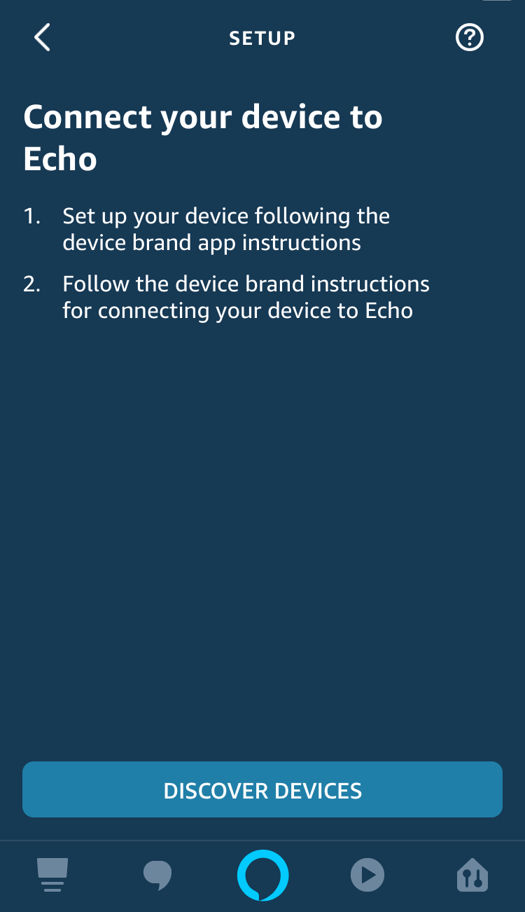 Screenshot: "Discover Devices" button in Alexa mobile app