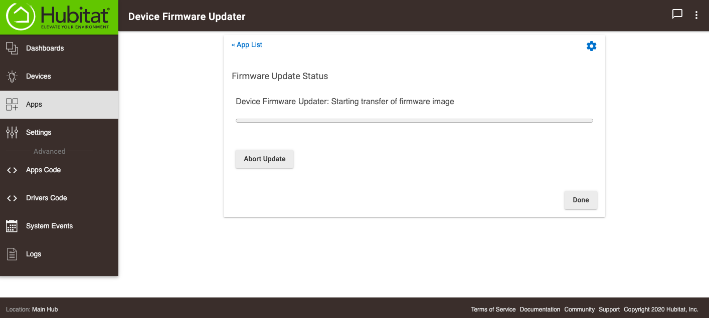 Screenshot: "Requesting transfer of firmware image"