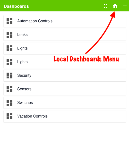 Screenshot - Dashboard 'Local Dashboard' icon