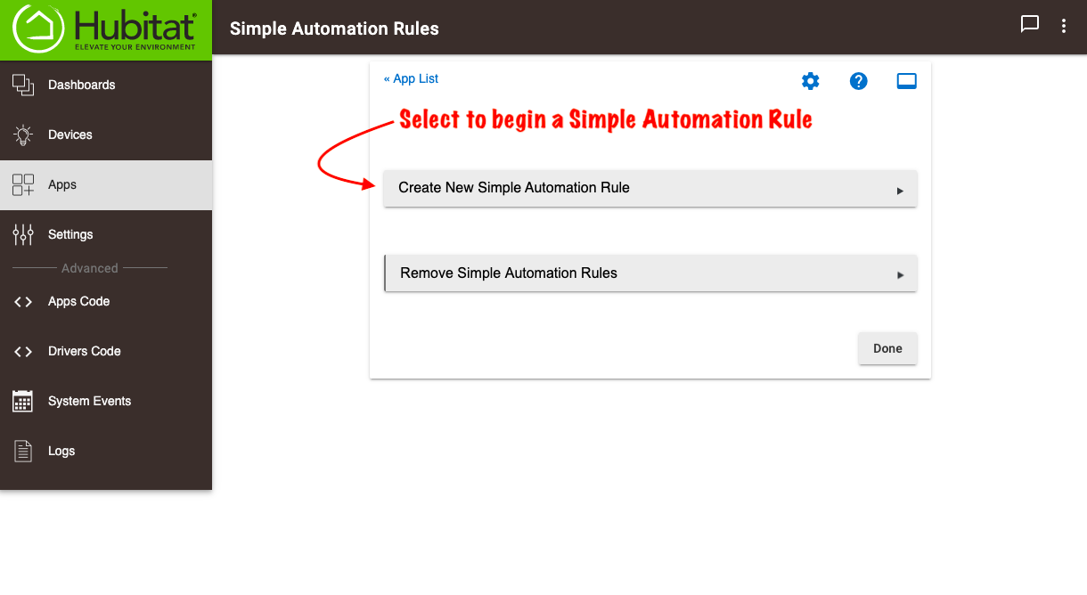 Screenshot: "Create New Simple Automation Rule" link