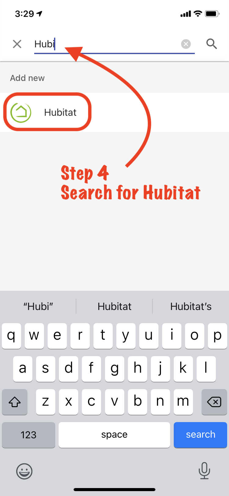 Screenshot of "Hubitat" in Google Home list