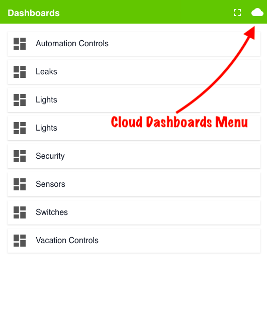 Screenshot - Dashboard 'Cloud Dashboard' icon