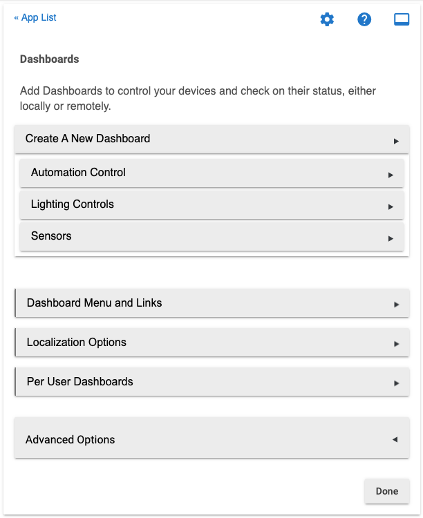 Screenshot - Dashboard parent app settings