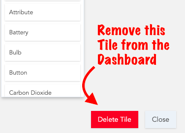 Screenshot - Dashboard 'Remove Tile' button