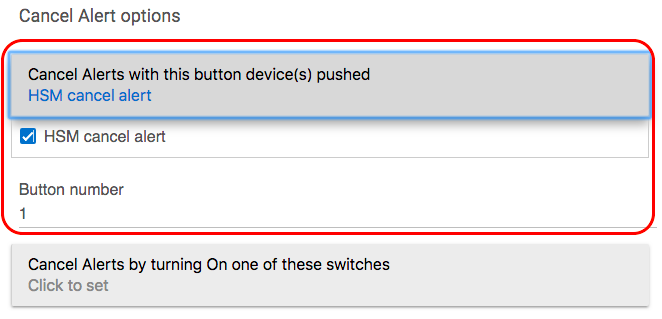 Screenshot: HSM cancel alert button selector