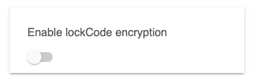 Screenshot: "Enable lockCode encryption" option on device detail page