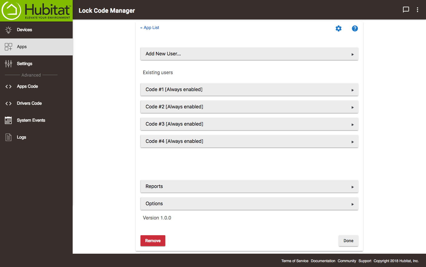 Screenshot: LCM with retrieved lock codes displayed after fetching