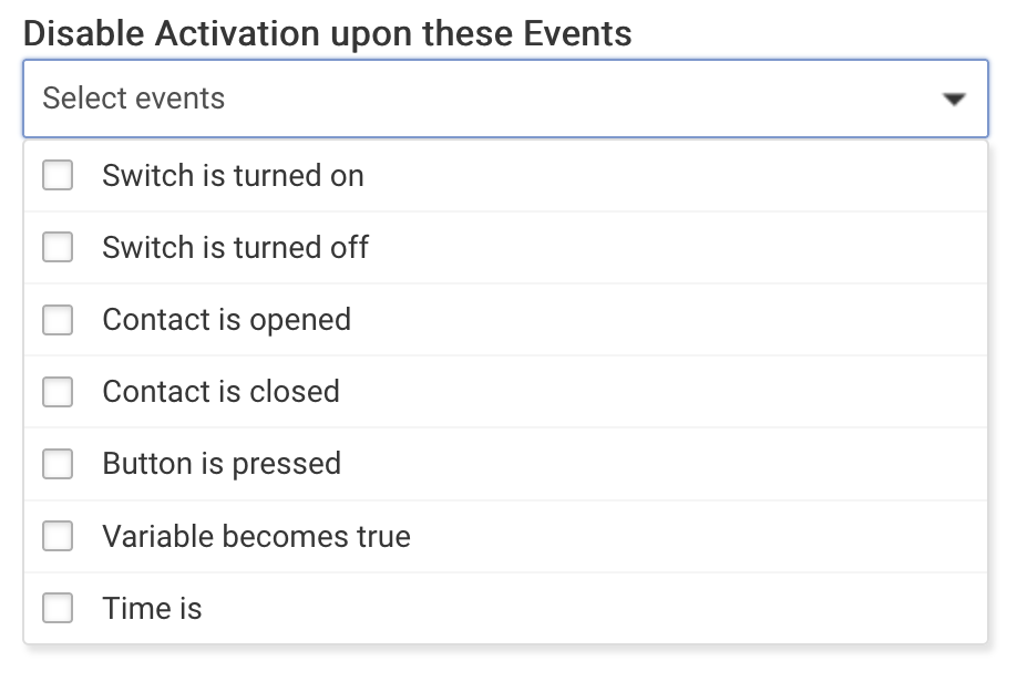 Screenshot of "Disable activation upon event" option