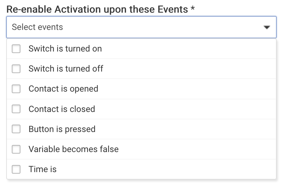 Screenshot of "Re-enable activation upon event" option