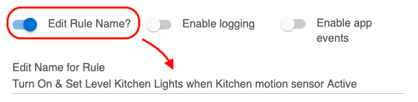Screenshot: "Edit Rule Name?" option
