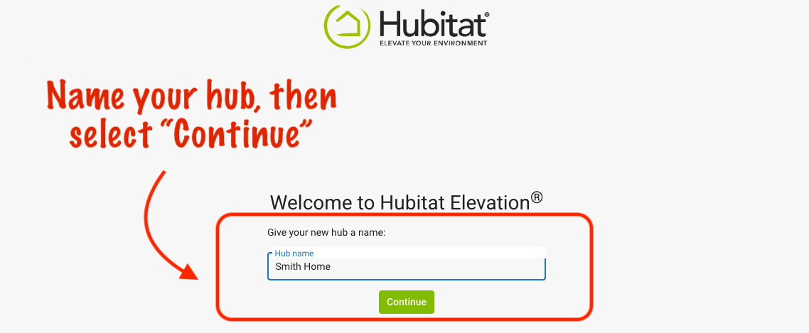 Screenshot: Provide hub name
