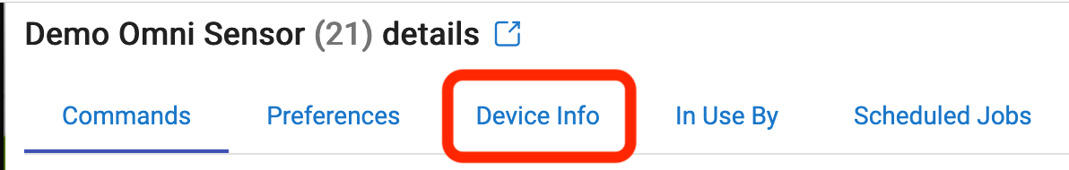 Screenshot: "Device Info" tab on device detail flyout