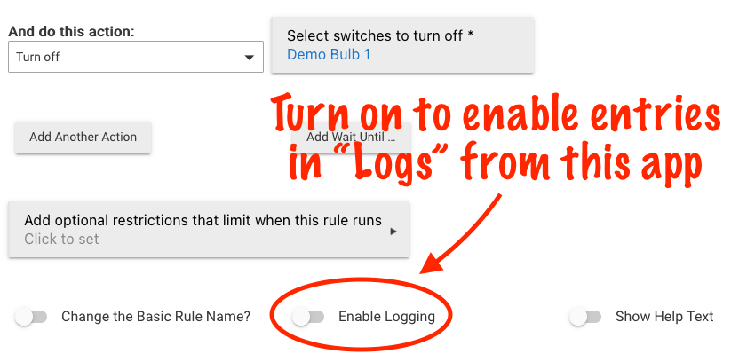 Basic Rule has a single "enable logging" option that can be turned on to log app activity to "Logs"