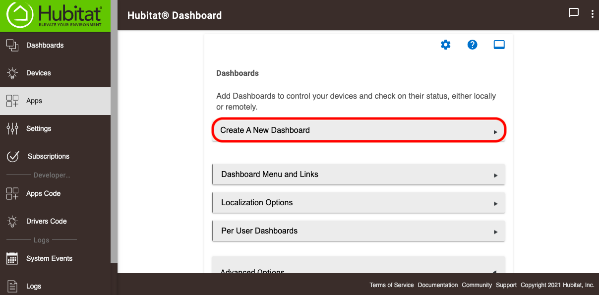 Screenshot of "Create a New Dashboard"