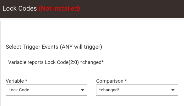 Screenshot: Variable Lock Code "changed" as trigger