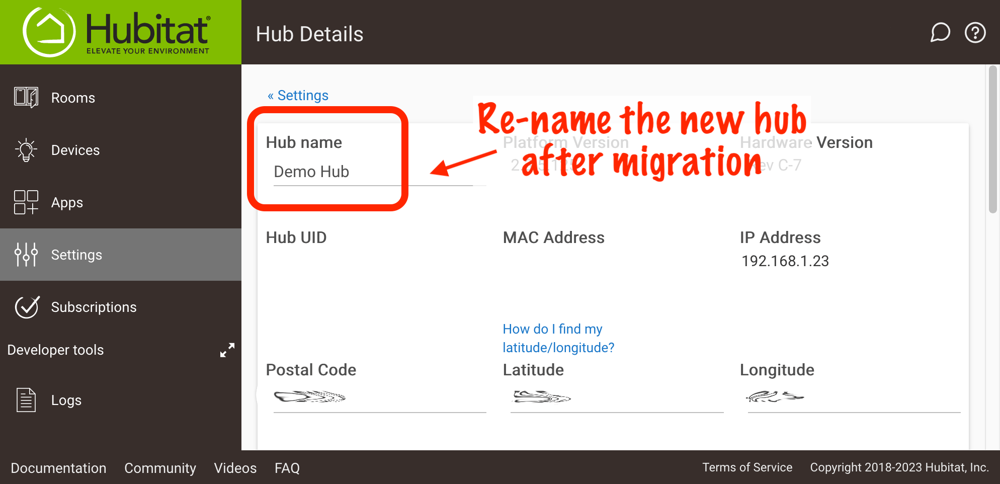 Screenshot: "Location" name under Settings > Localization