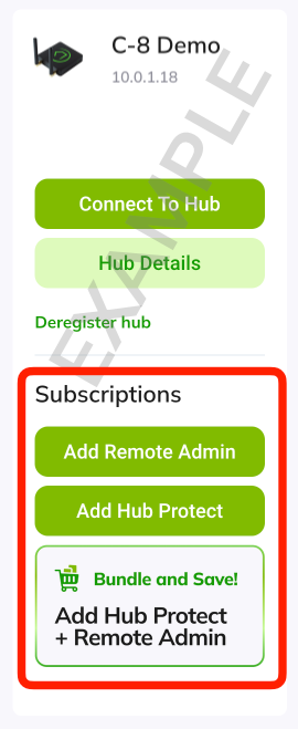 "Add Hub Protect" button screenshot