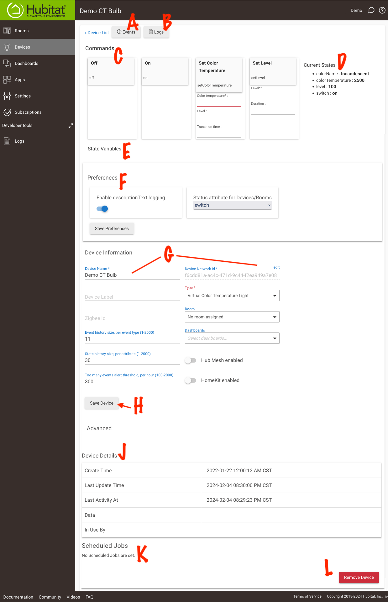 Device Detail Hubitat Documentation