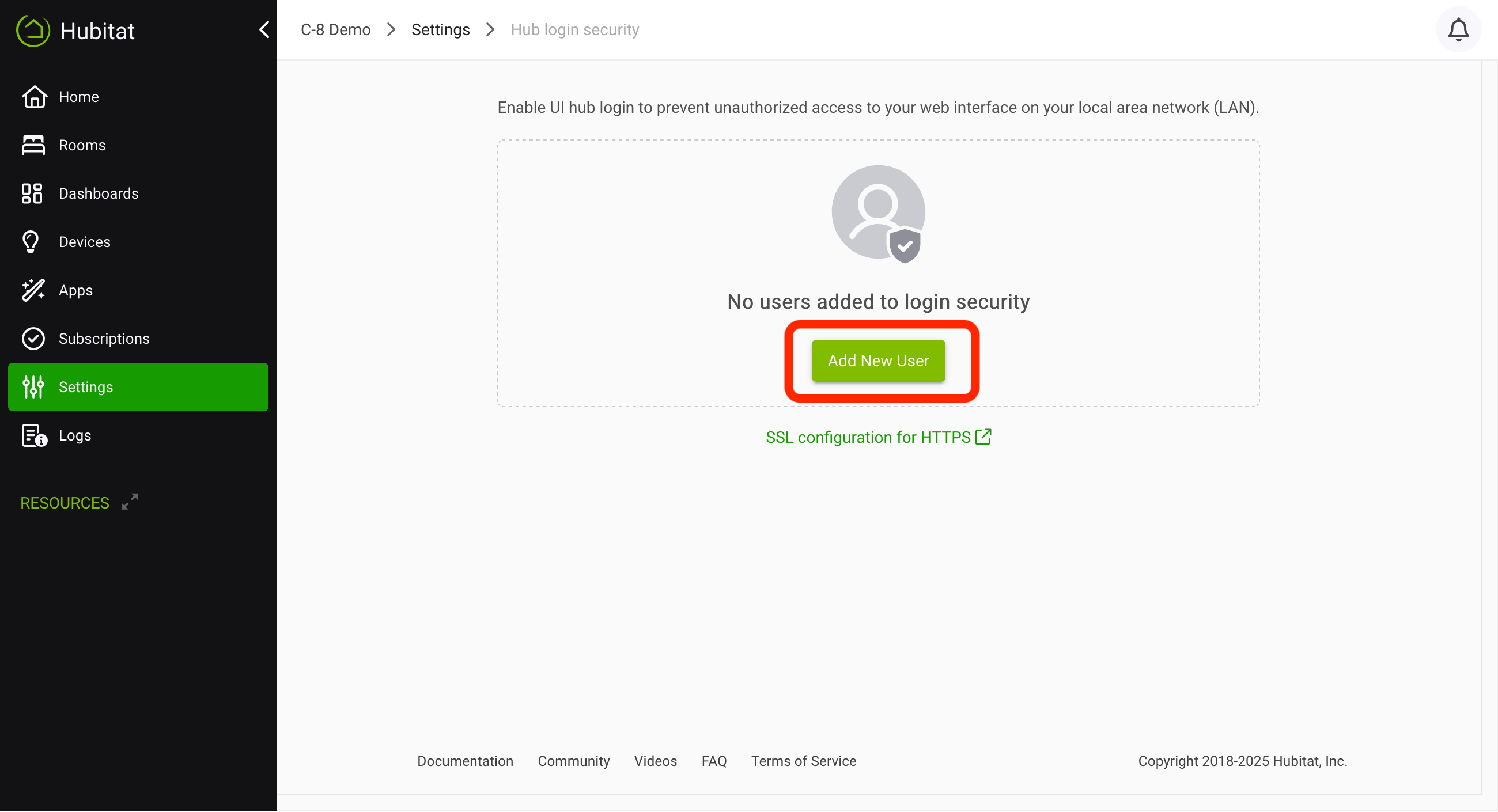 Screenshot: "Add New User" button