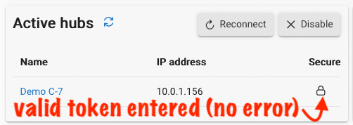 If there is no warning icon to the right of the hub's IP address in the "Active local hubs" list found at the top-left of the Hub Mesh settings page, then the hub has a valid security key.